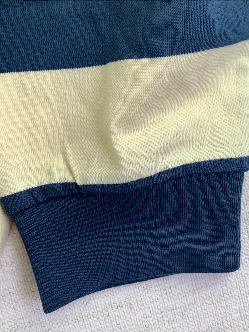 J Crew women's long sleeve Boyfriend jersey rugby shirt in stripe yellow navy